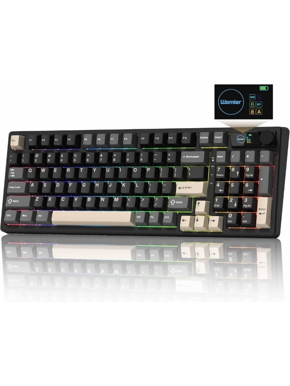 Keymatic M98 Wireless Mechanical Keyboard w/Screen & Knob, 96% Gaming Keyboard